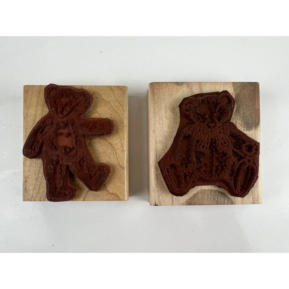 Pair Of Vintage Stampin’ Up Rubber Stamps Bears Crafters Adorable Teddy Bears
